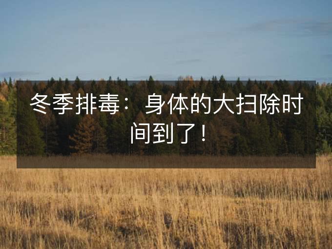 冬季排毒:身体的大扫除时间到了! 冬季排毒:身体的大扫除时间到了!